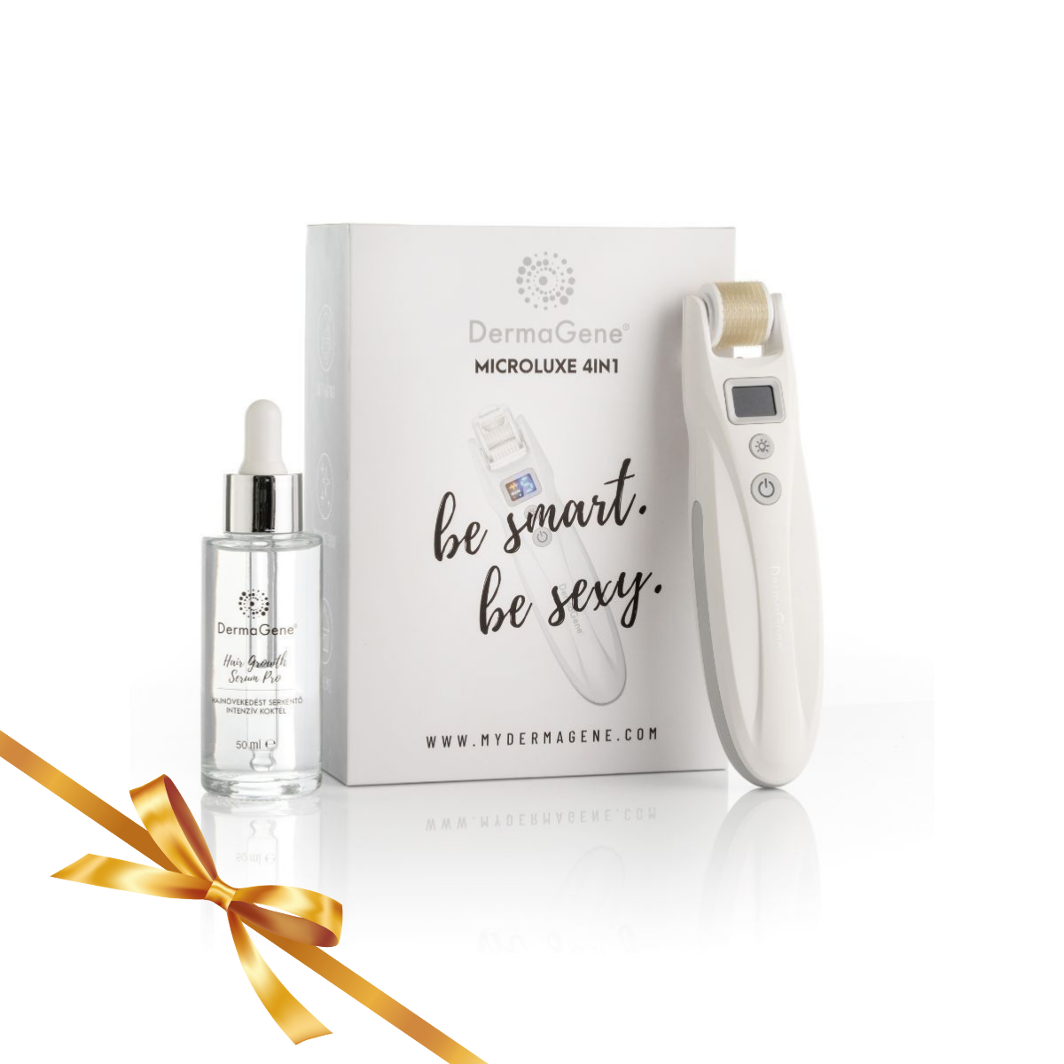 DermaGene® Microluxe 4in1 Dermaroller - PRO Hajnövekedés Serkentő Csomagban, Hair Growth PRO szérummal