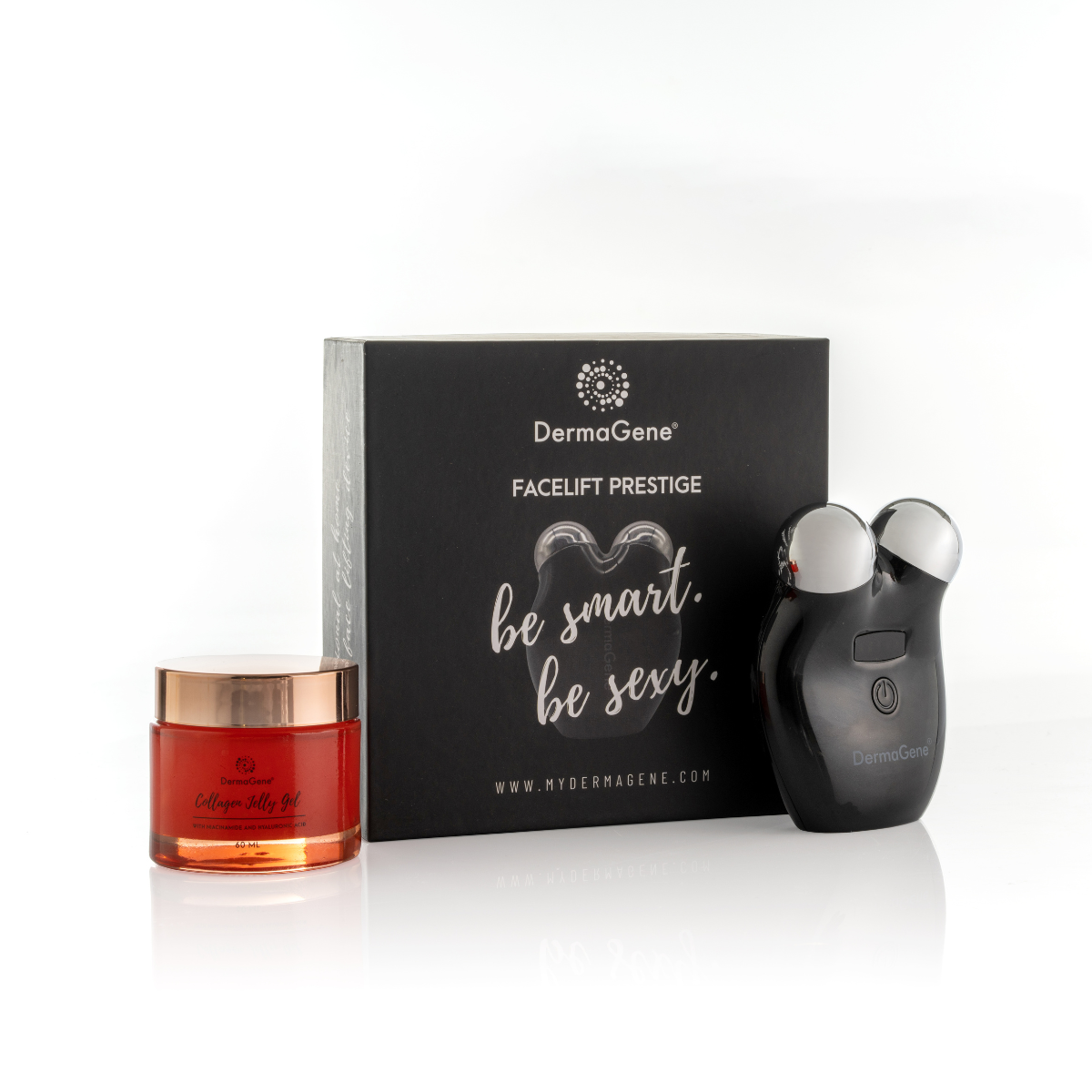 DermaGene® Facelift PRESTIGE Arcfeszesítő és Arclifting Készülék Csomagban Collagen Jelly Géllel DermaGene® Facelift PRESTIGE Arcfeszesítő és Arclifting Készülék Csomagban Collagen Jelly Géllel