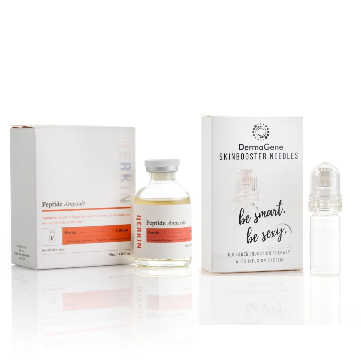 DermaGene® Skin BOOSTER NEEDLES Hatóanyag Bejuttató és Ránckezelő Arcroller - CSOMAGBAN Herkin Peptid Koreai Öregedésgátló Ampullával