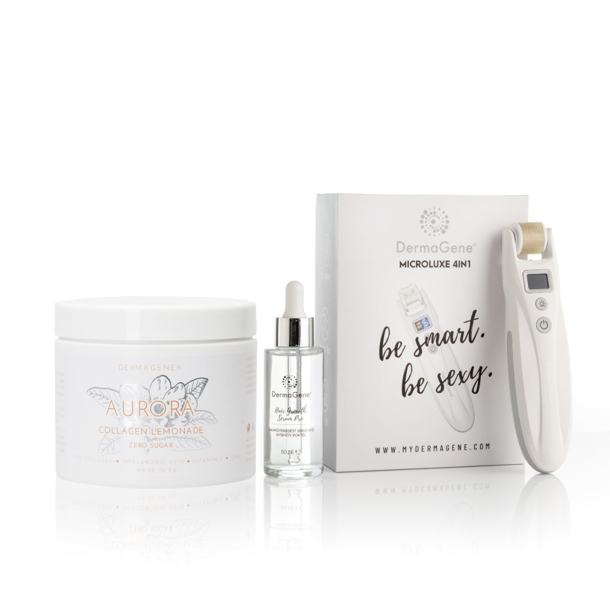 DermaGene® Professional Hair Growth Package - Dermarollerrel, Redensyllel és Kollagén Italporral