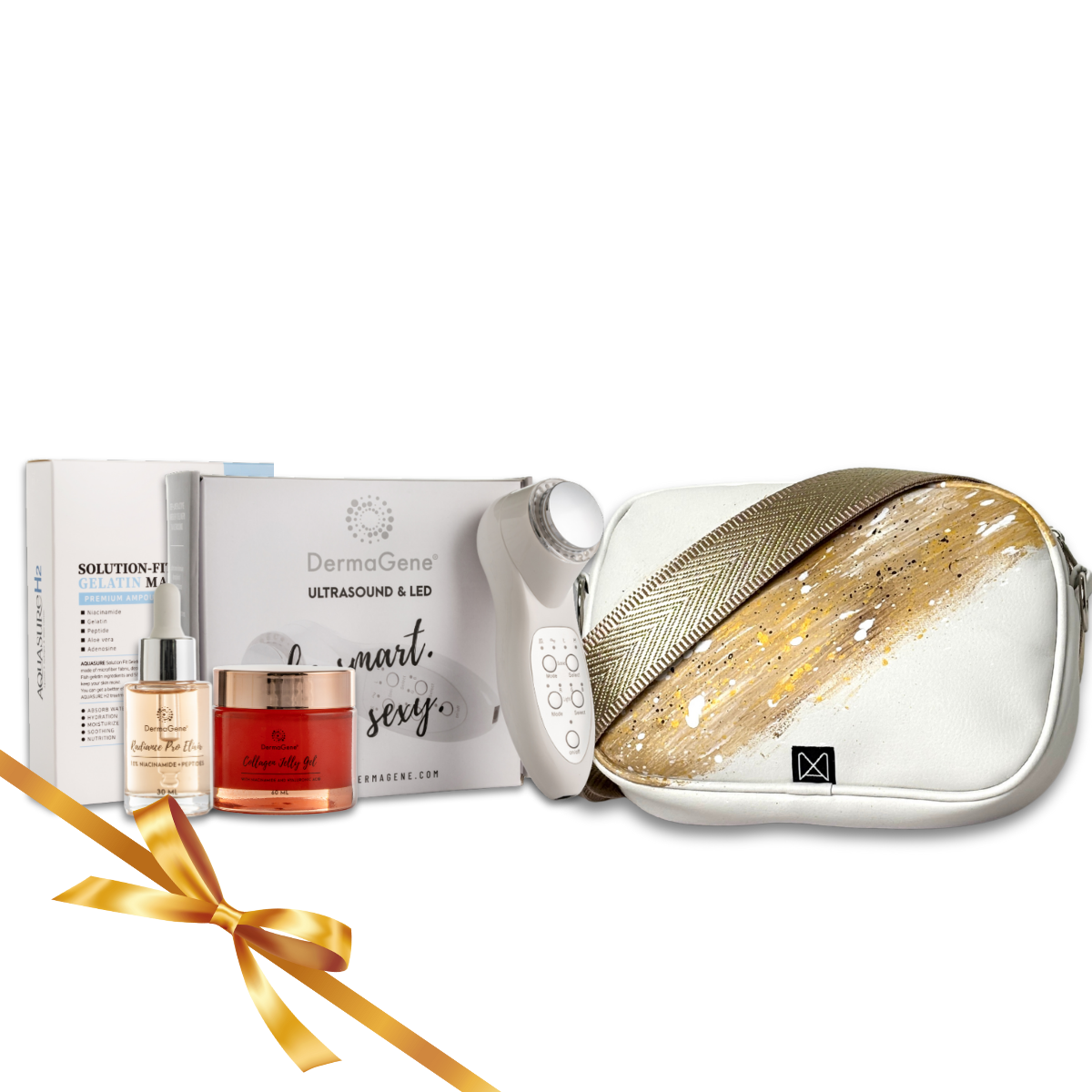 Together by DermaGene x Manualbags - Kozmetikai Ajándékcsomag Limitált Kézműves BASE Táskával és Ultrahangos Hatóanyag Bejuttató Készülékkel