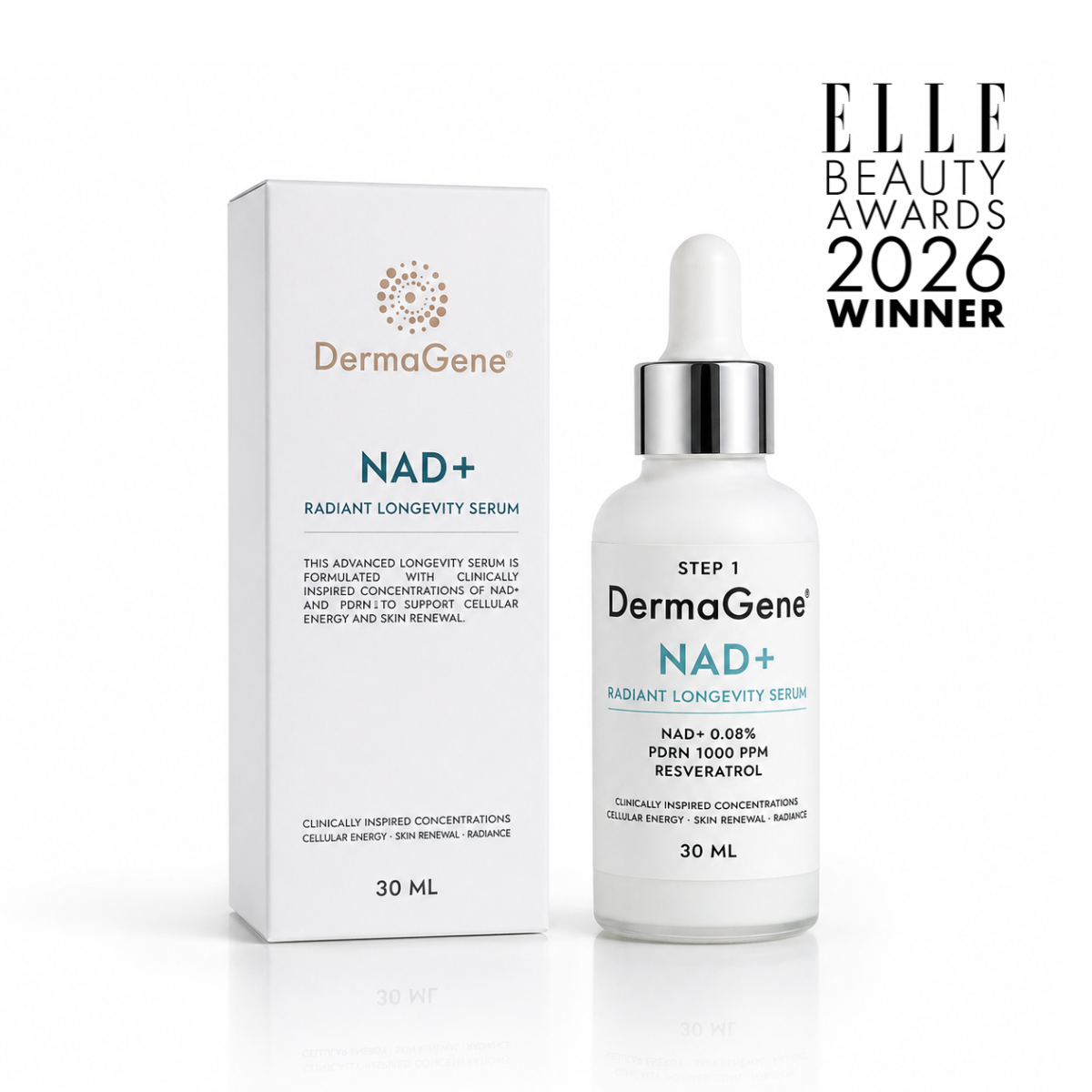 DermaGene® NAD⁺ Radiant Longevity Serum – 1000 ppm  PDRN Anti-Aging Szérum (30 ml)