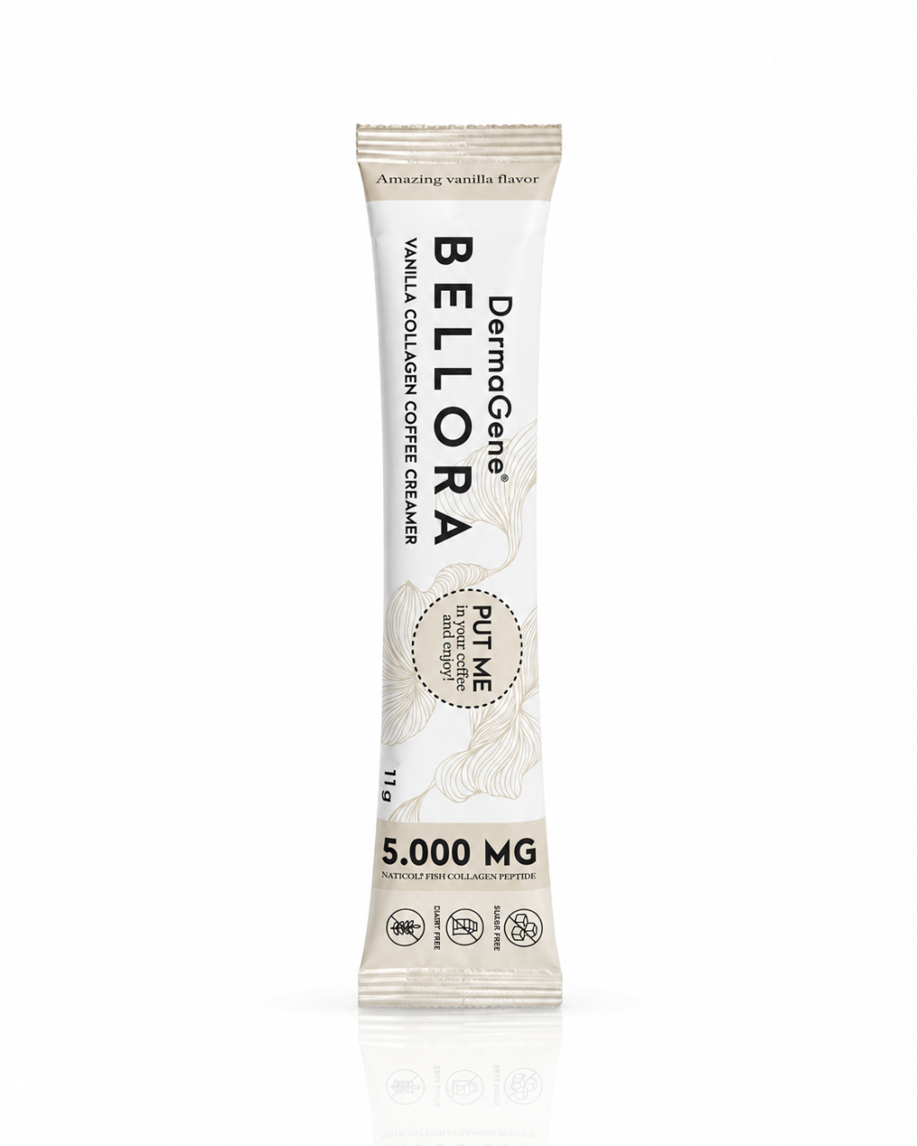 DermaGene® BELLORA Kollagén Kávékrémpor Kóstoló Csomag – Vaníliás, Tej- és Cukormentes (1 tasak)